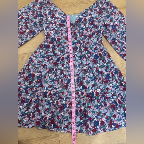 Madewell Boho Purple Midi 3/4 Sleeve Dress | Floral Flattering Neckline Size 2 - Picture 10 of 10